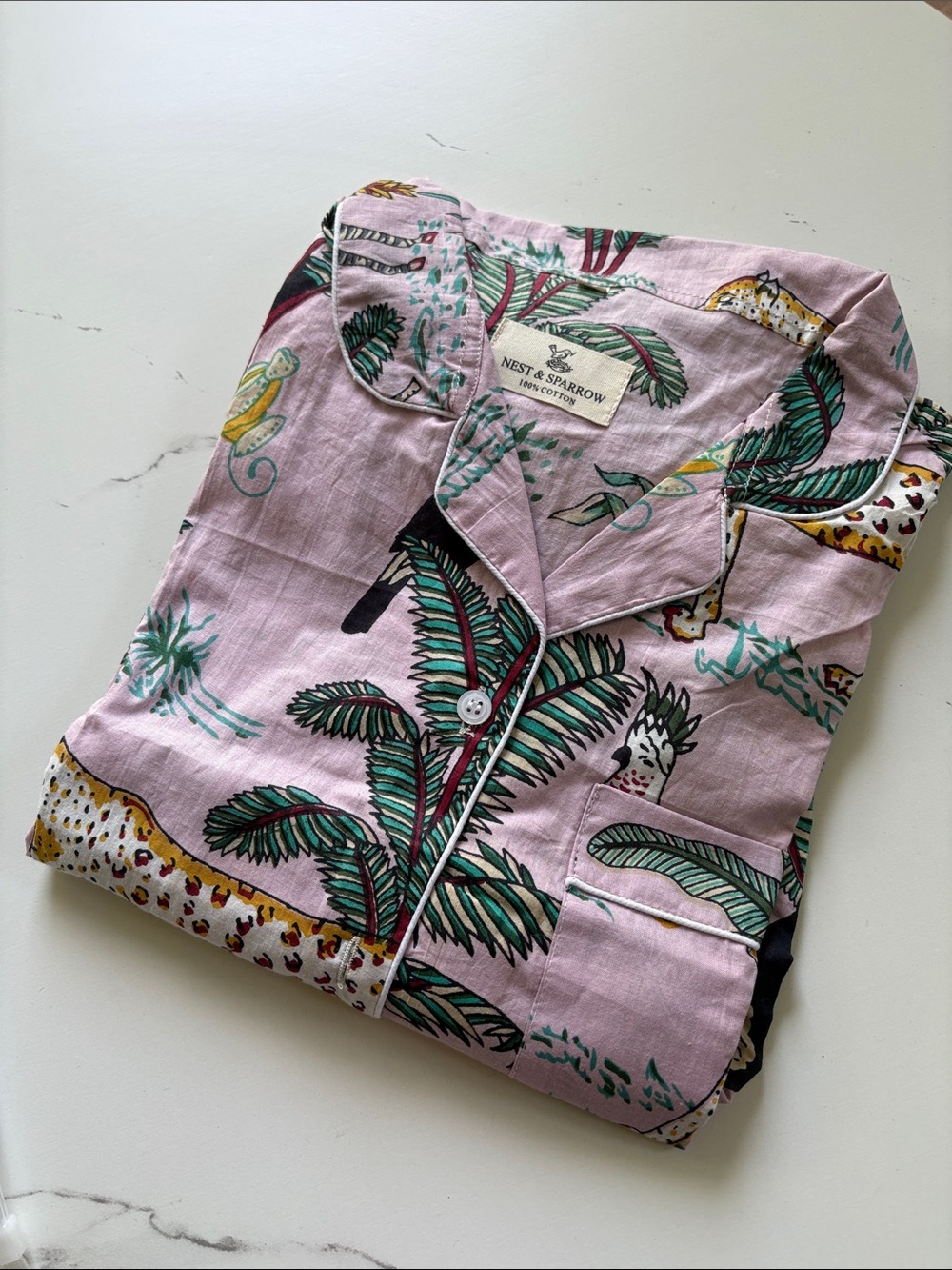 Pink Tropical Print junior pajama set/ white floral set